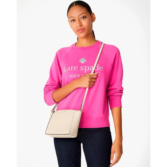 S Kate Spade Monica Crossbody Bag Light Beige Leather Purse WKR00258 NWT $279 - Picture 1 of 10